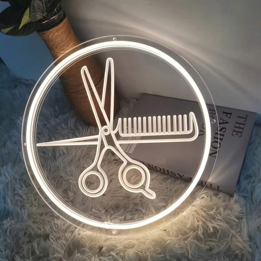 Scissors & Comb LED Neon Sign – Hair Salon & Barber Shop Wall Decor