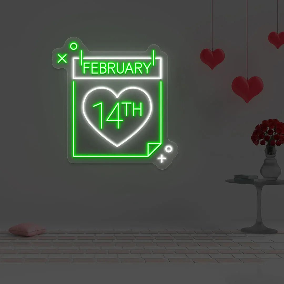4 February Calendar Neon Sign – LED Light for Valentine's Day, Romantic Décor, USB Powered for Home, Office, and Party - Neon Brothers