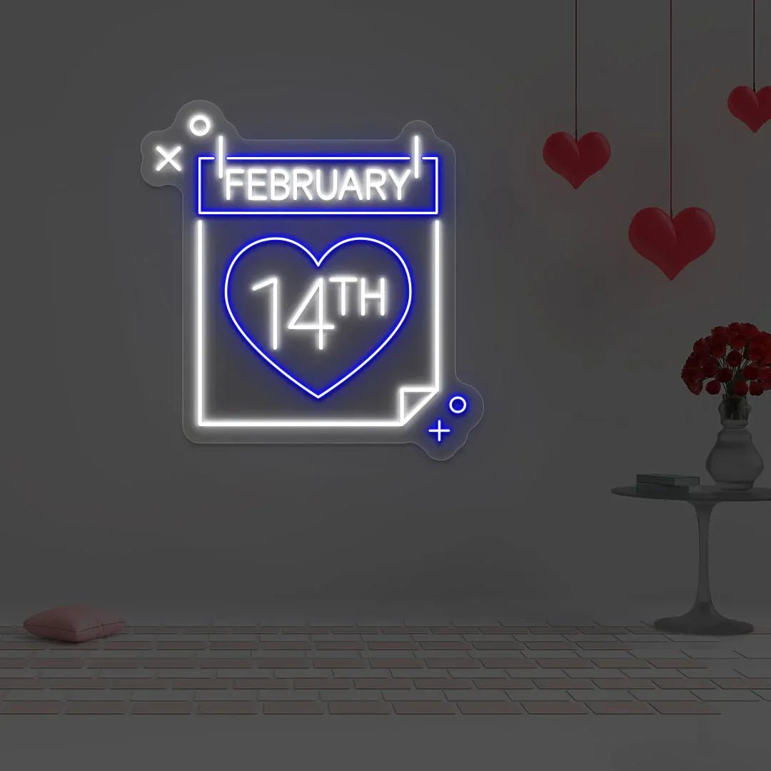 4 February Calendar Neon Sign – LED Light for Valentine's Day, Romantic Décor, USB Powered for Home, Office, and Party - Neon Brothers