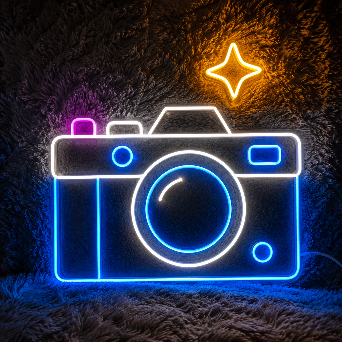 Camera Icon LED Neon Sign – Photography Studio Wall Decor