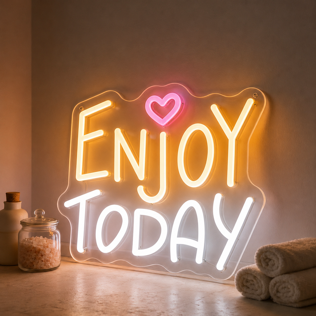 Enjoy Today LED Neon Sign – Inspirational Wall Decor