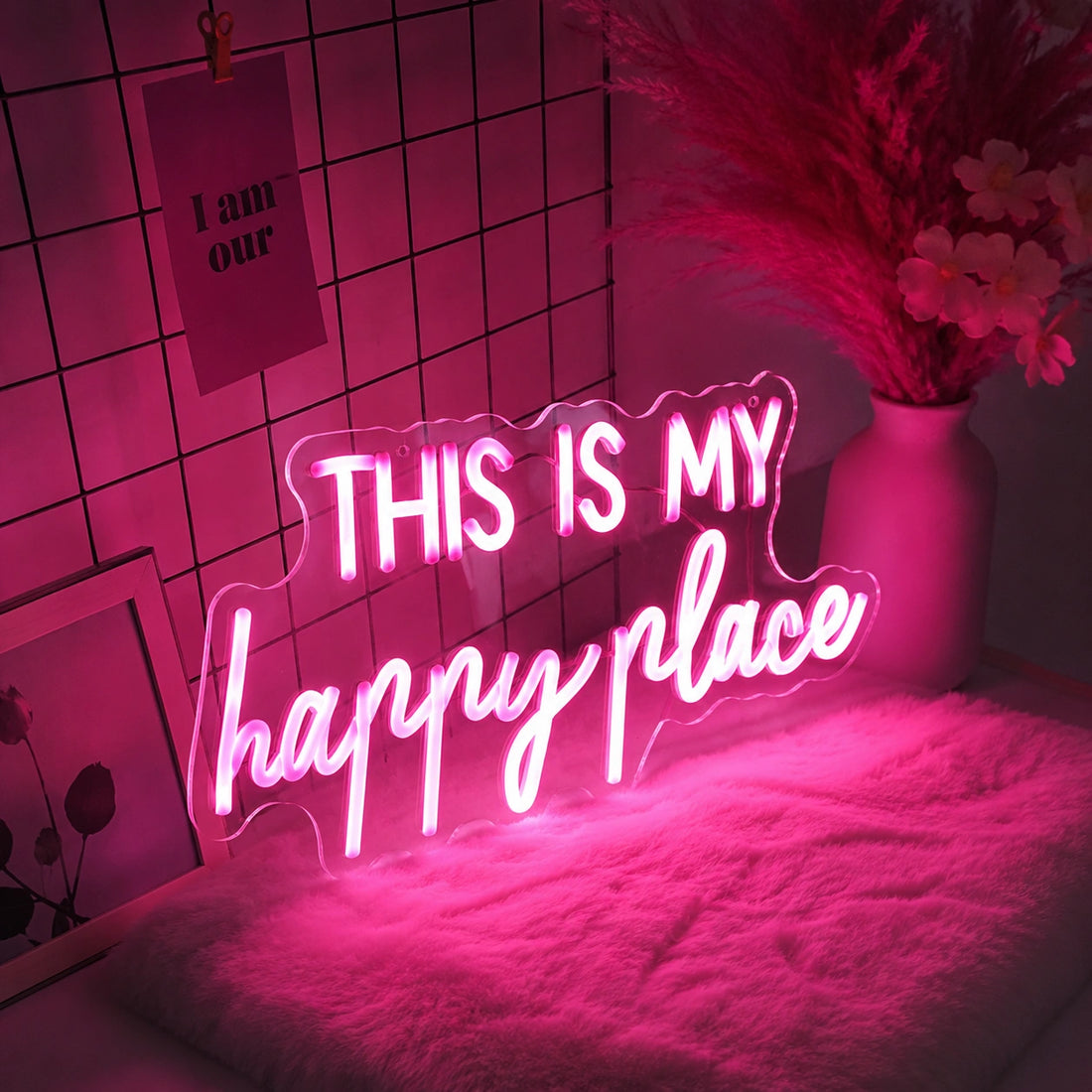 This Is My Happy Place LED Neon Sign – Aesthetic Room Decor Light