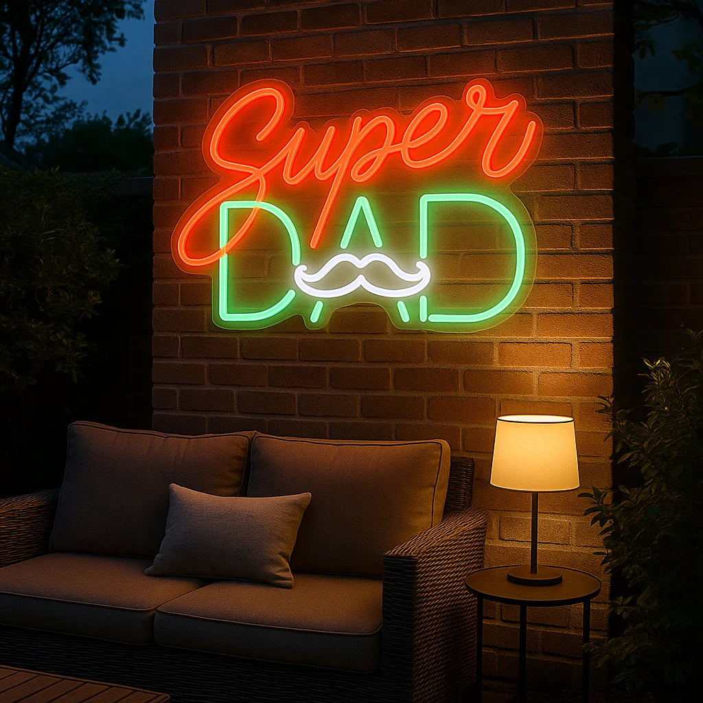 Personalised Super Dad Neon Light LED Gift