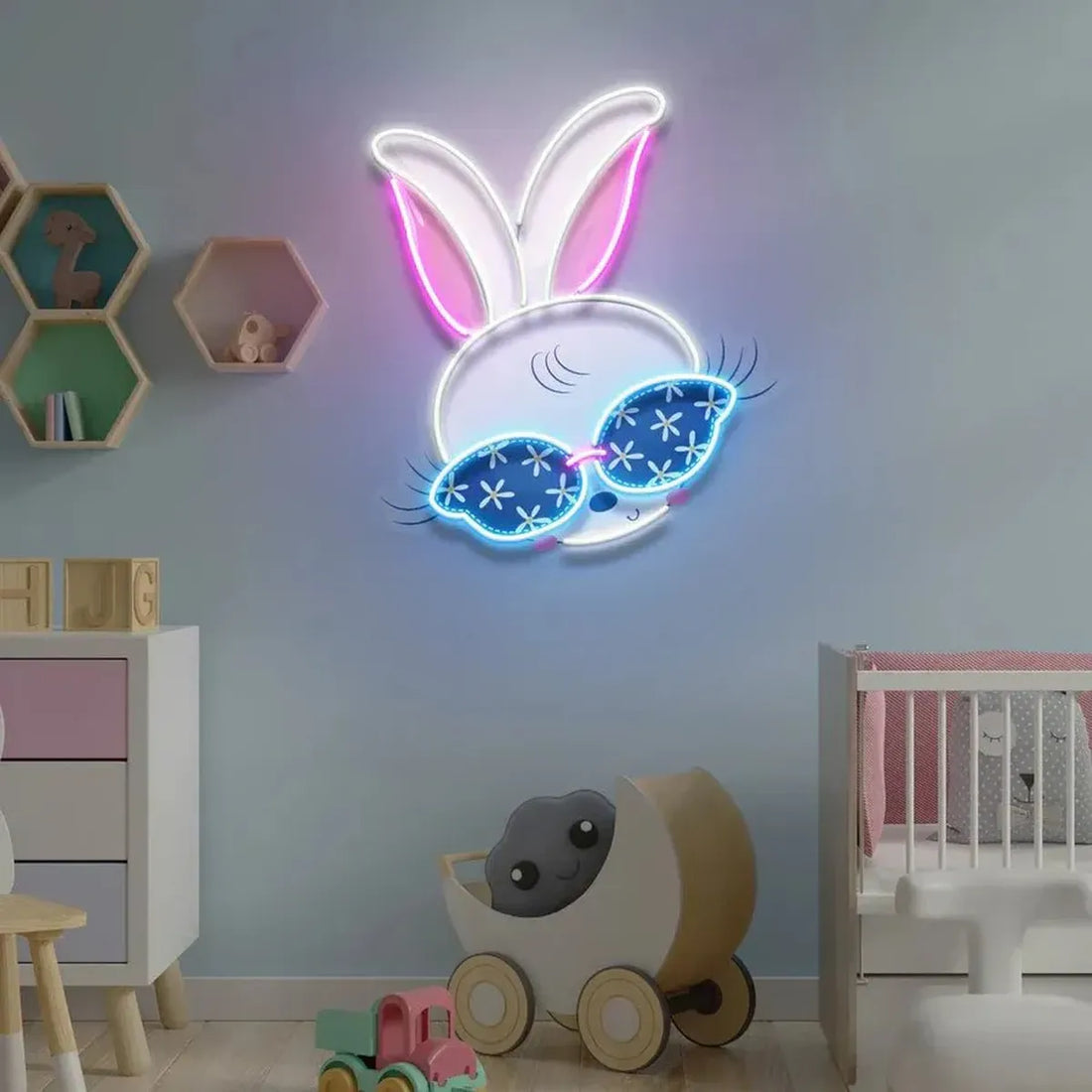 Beautiful Rabbit Girl Neon Sign – A Whimsical Glow for Kids' Rooms - Neon Brothers