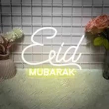 Eid Mubarak Neon LED Sign – Crescent Moon Ramadan Light for Home & Party - Neon Brothers