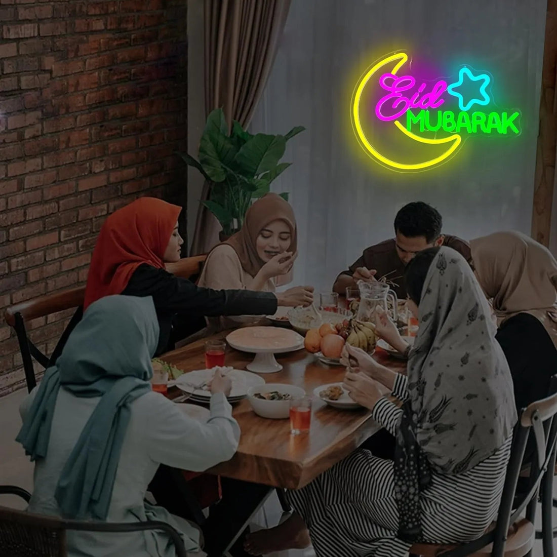 Eid Mubarak Neon Sign – Dimmable Ramadan LED Light for Home & Party Decor - Neon Brothers