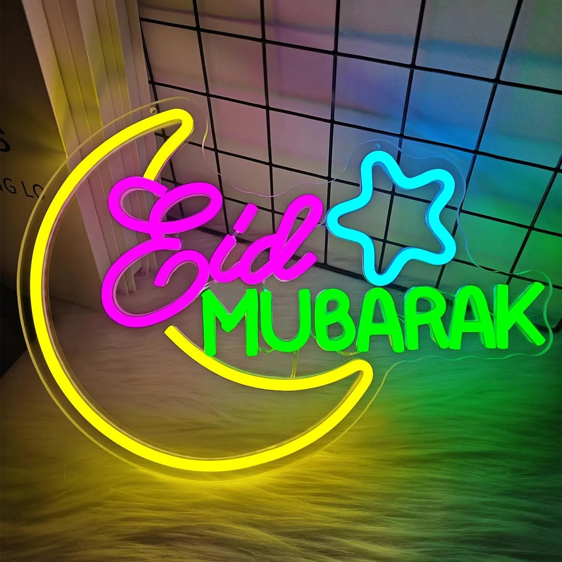 Eid Mubarak Neon Sign – Dimmable Ramadan LED Light for Home & Party Decor - Neon Brothers