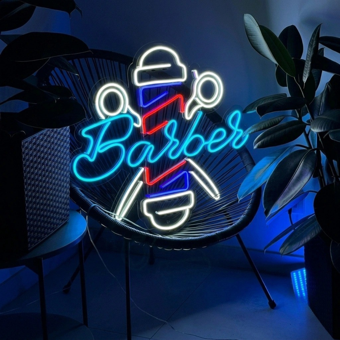 Barber Pole LED Neon Sign – Modern Barber Shop Wall & Window Light