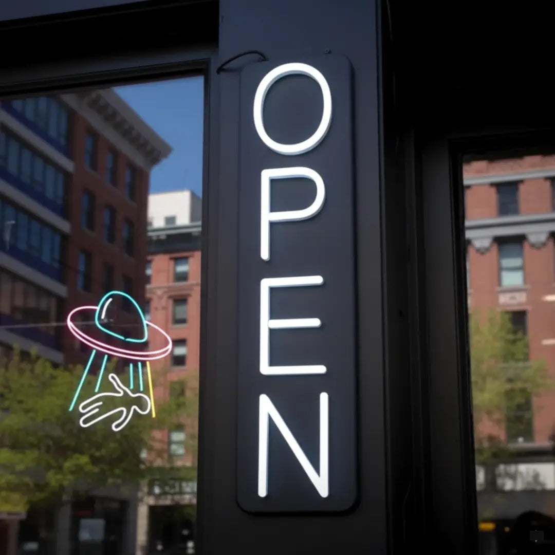 OPEN Neon Sign – Vertical LED Light for Shops, Cafés & Restaurants