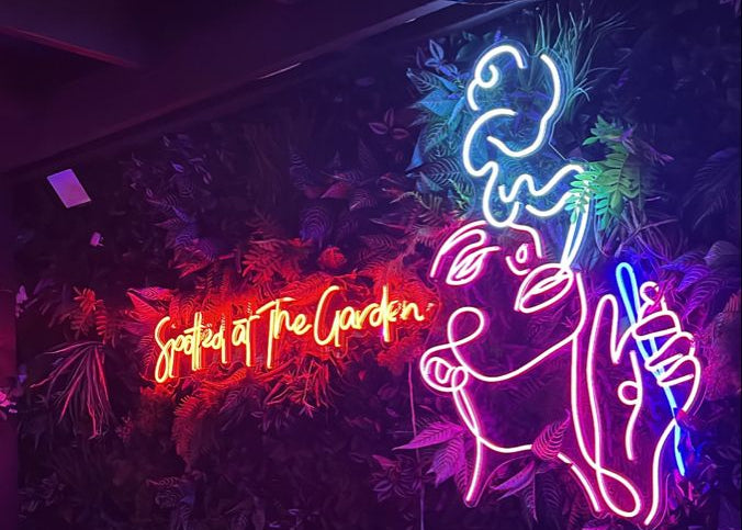 Custom LED neon sign behind coffee bar cafe Perth Western Australia - Neon Brothers
