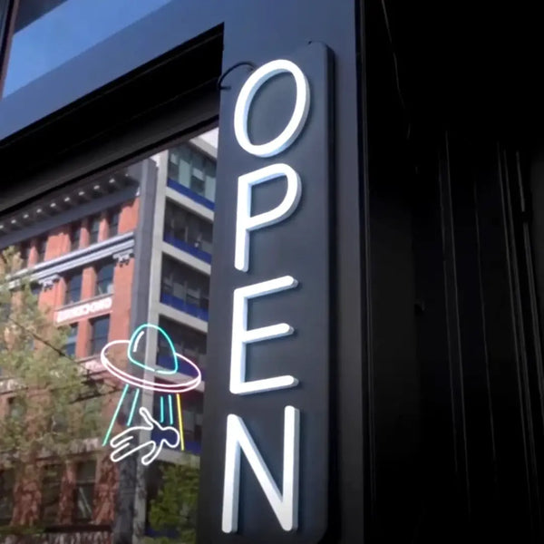 OPEN Neon Sign – Vertical LED Light for Shops, Cafés & Restaurants