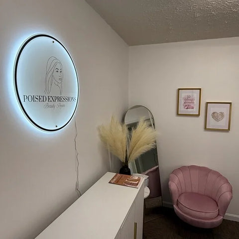Custom Round Halo-Lit Beauty Salon Sign