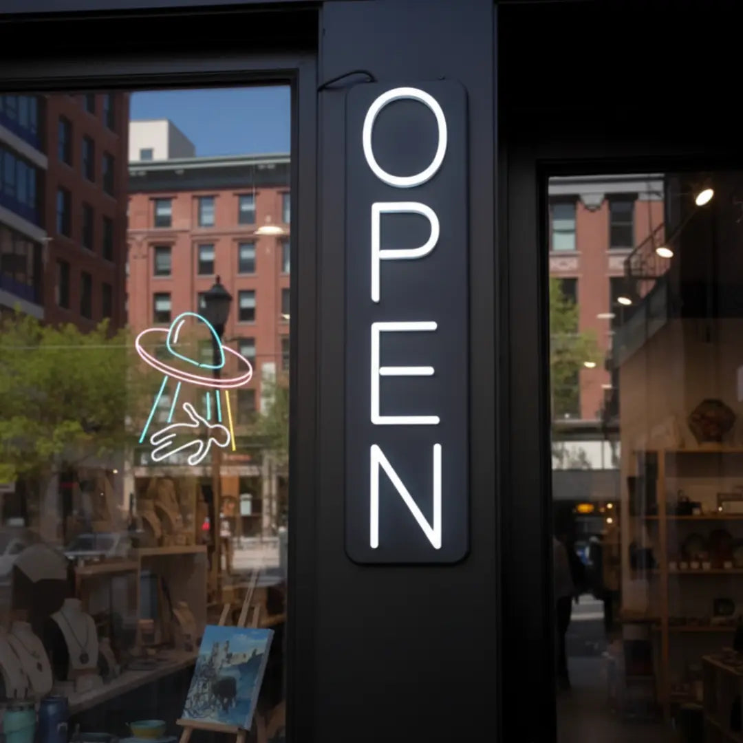 OPEN Neon Sign – Vertical LED Light for Shops, Cafés & Restaurants