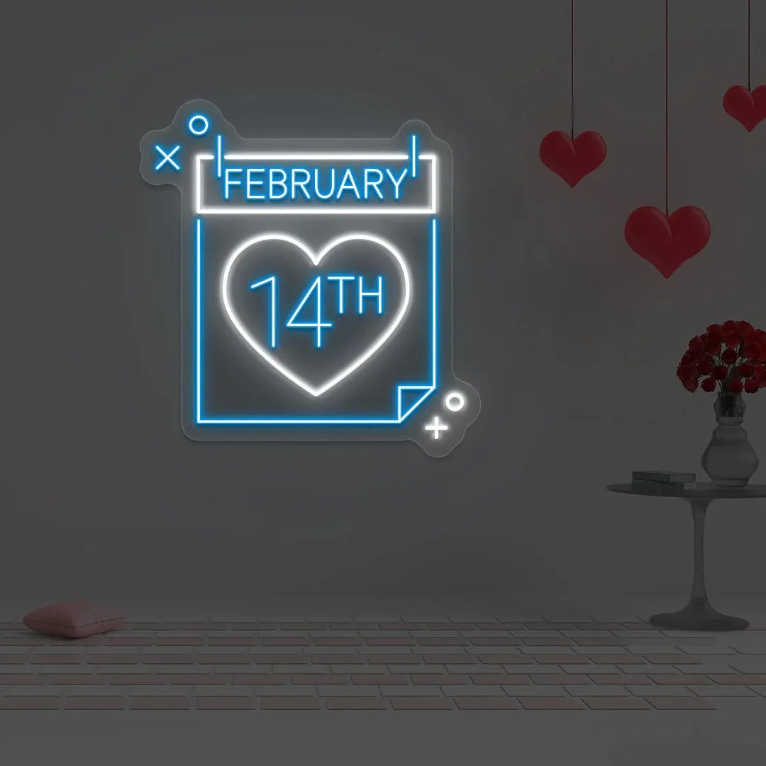 4 February Calendar Neon Sign – LED Light for Valentine's Day, Romantic Décor, USB Powered for Home, Office, and Party - Neon Brothers