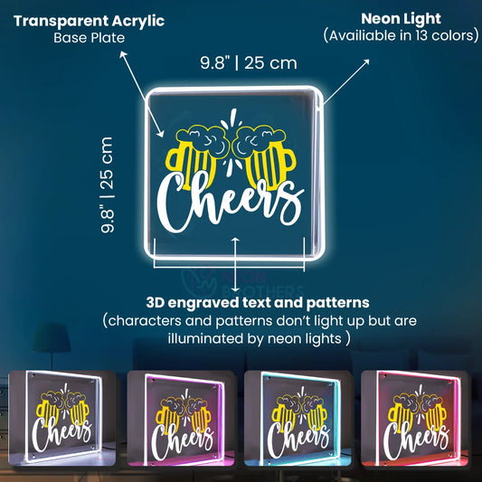 Cheers Neon Sign – Laser Engraved Bar Light
