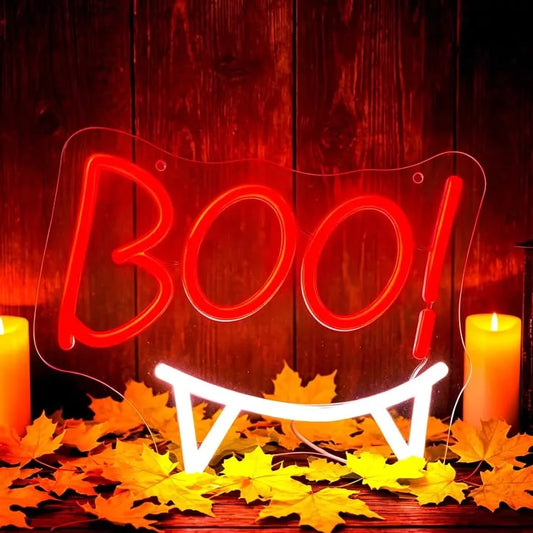 BOO! LED Neon Sign – Halloween Wall Decor