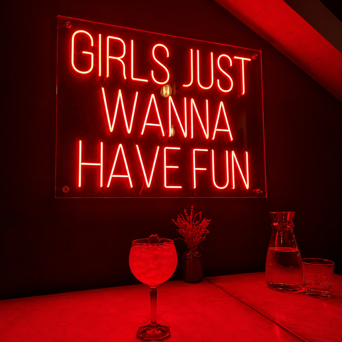Girls Just Wanna Have Fun LED Neon Sign – Party Wall Decor