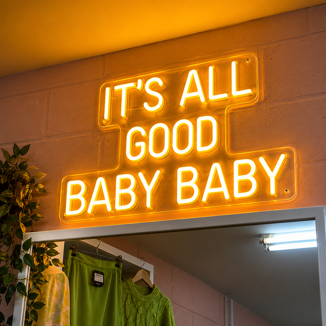 It's All Good Baby Baby LED Neon Sign – Retro Quote Wall Decor