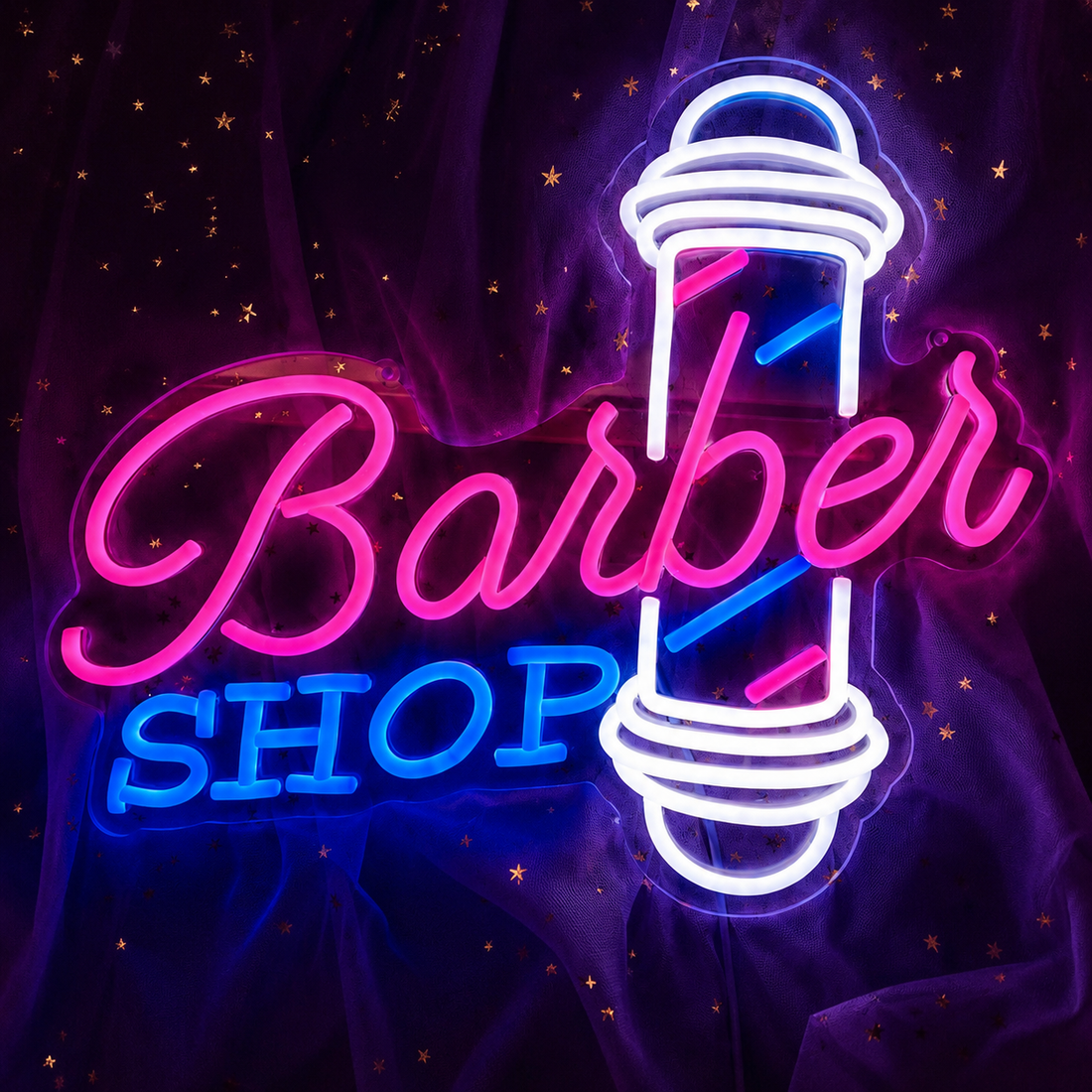 Barber Shop LED Neon Sign – Barber Pole Wall Decor