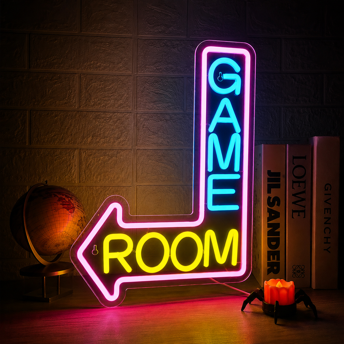 Game Room Arrow LED Neon Sign – Retro Gaming Wall Decor Light