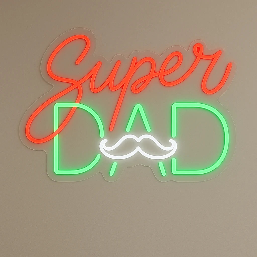 Personalised Super Dad Neon Light LED Gift