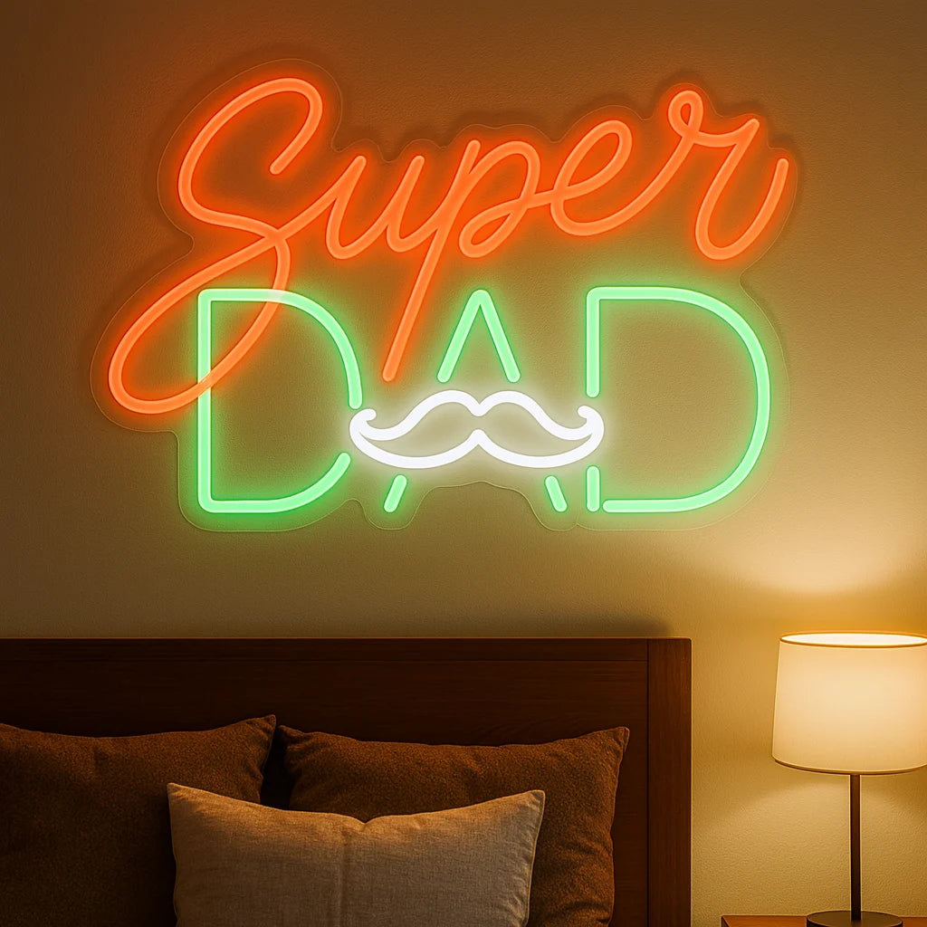 Personalised Super Dad Neon Light LED Gift