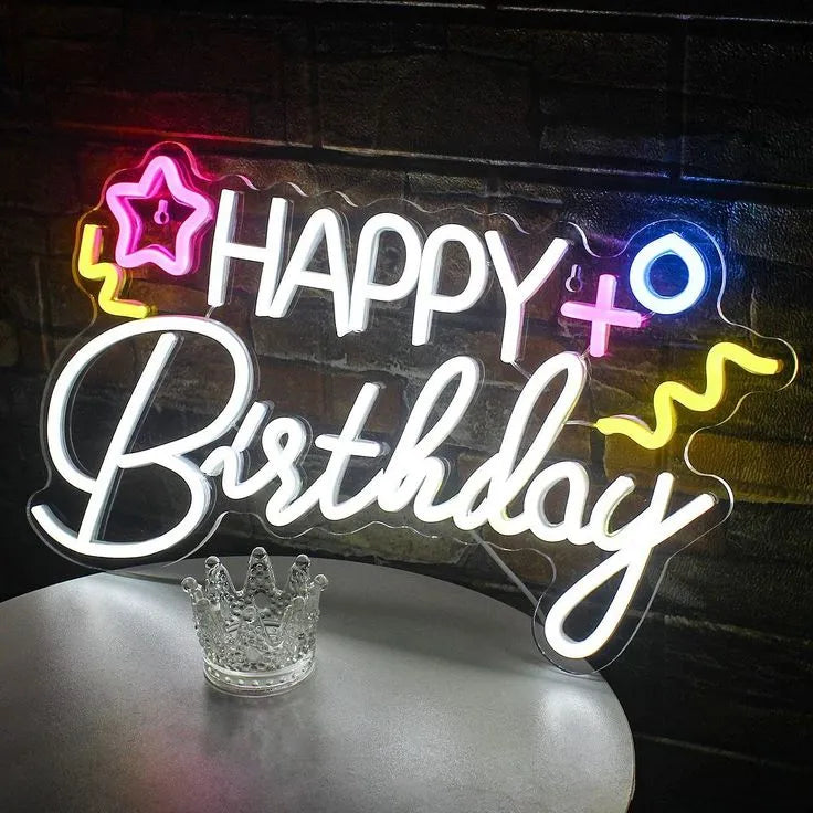 Affordable Colorful Happy Birthday Party Decor Neon Light Led Sign