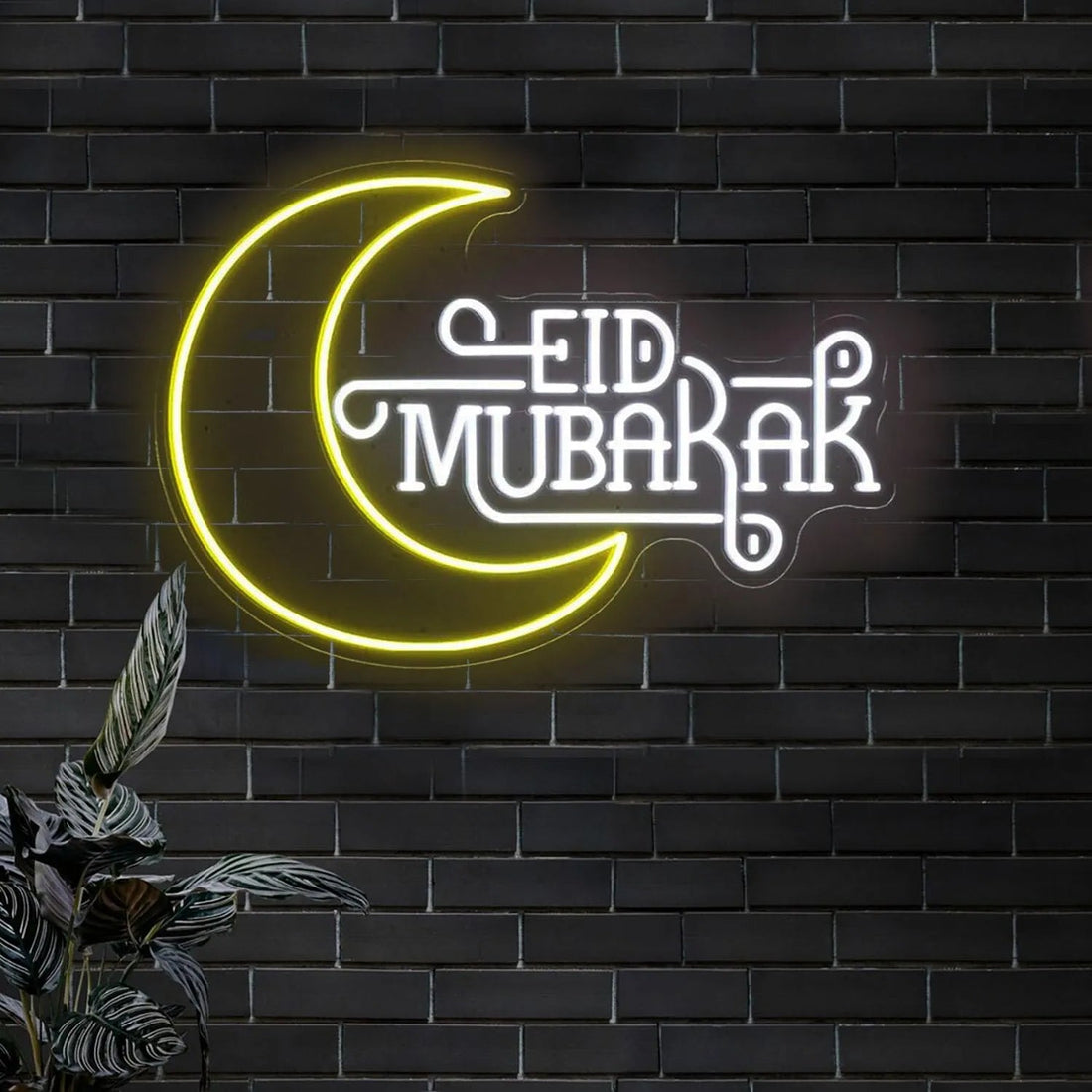 Eid Mubarak Moon Neon Sign – Glowing Crescent Ramadan LED Light for Home & Party Decor - Neon Brothers