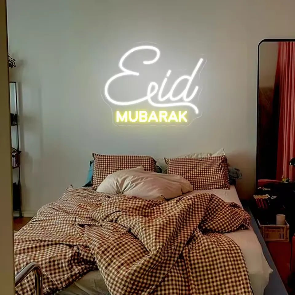 Eid Mubarak Neon LED Sign – Crescent Moon Ramadan Light for Home & Party - Neon Brothers